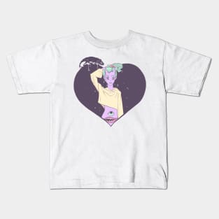Alien Monster Girl With Heart Kids T-Shirt